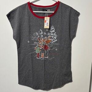 🎉4/30$🎉 NWT Festive Gray Pajama Top with Red Accents